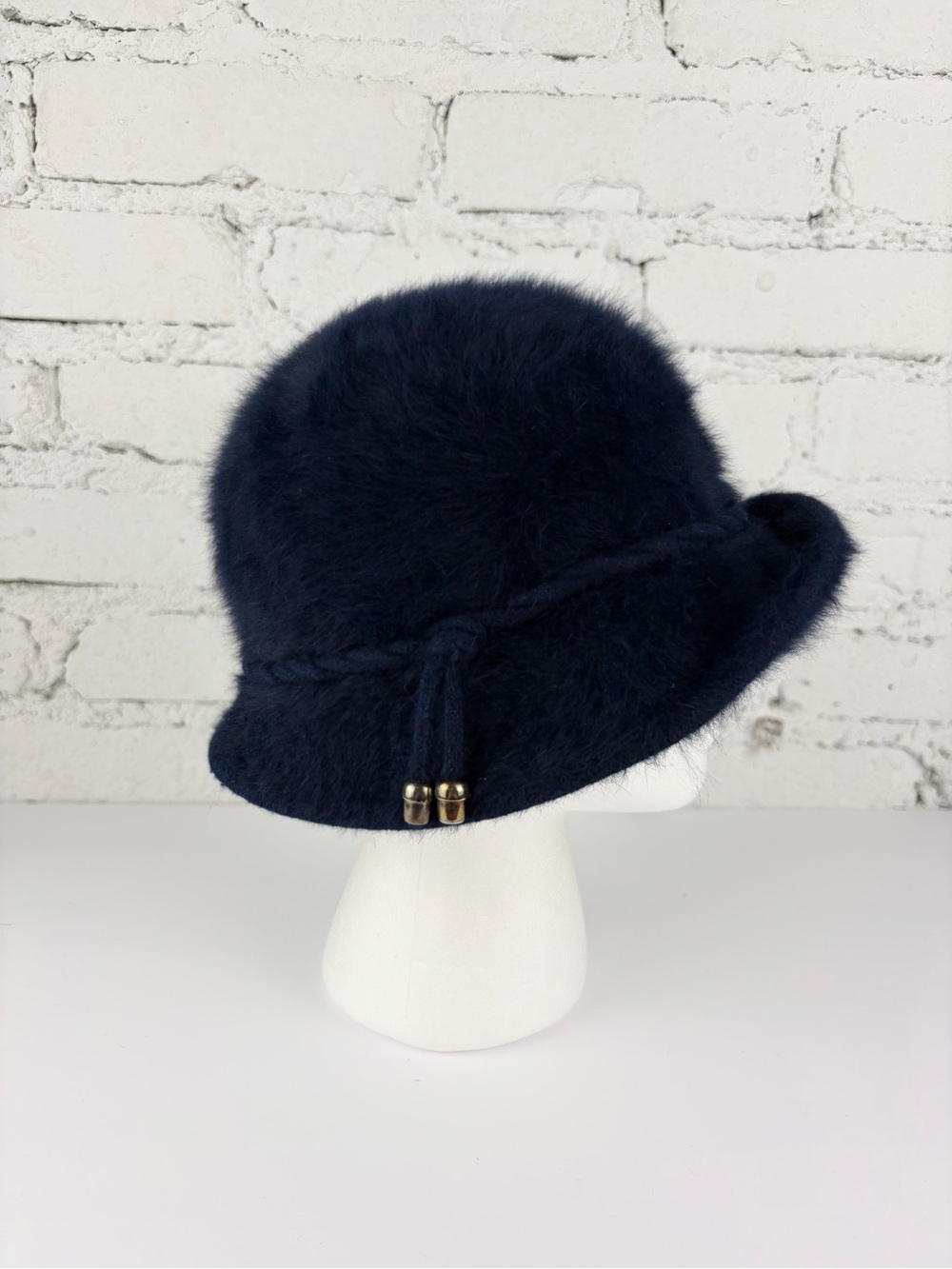 Kangol Rabbit Hair Furgora Nina Fuzzy Fur Navy Blue Bucket Winter Hat